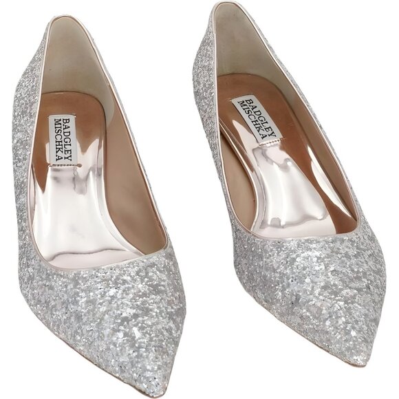 Badgley Mischka Madison II Glitter Pointed-Toe Pumps Champagne US 8 - Picture 1 of 6